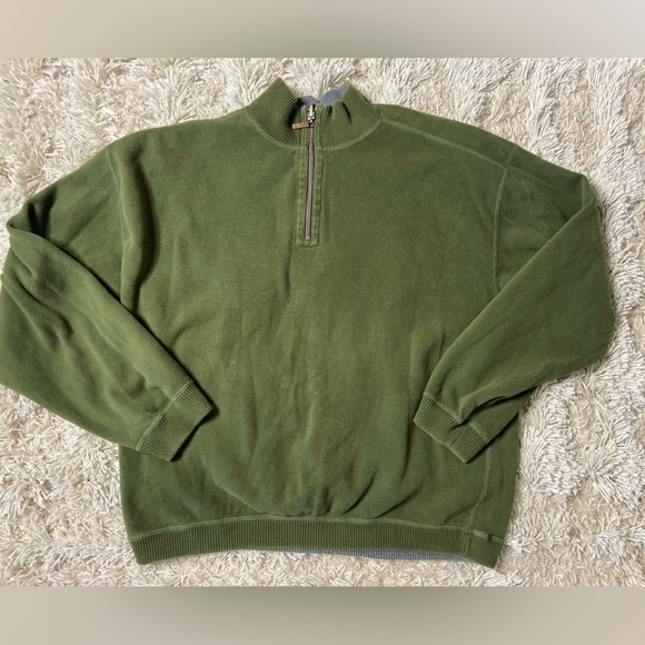 Tommy Bahama Quarter Zip Mock Turtleneck Reversible Gray Olive Green Men’s Large - Picture 1 of 8